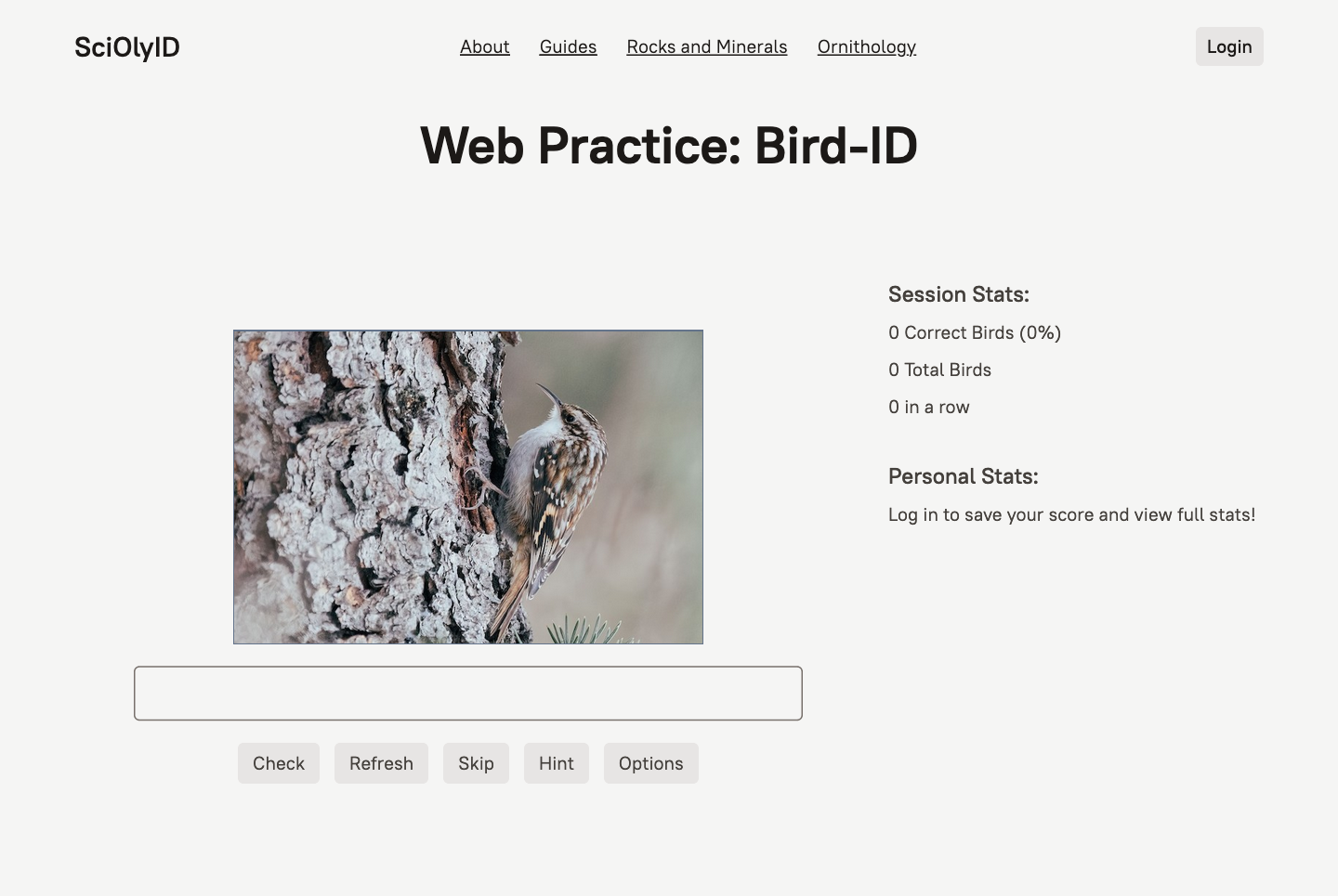 a screenshot of the web practice interface